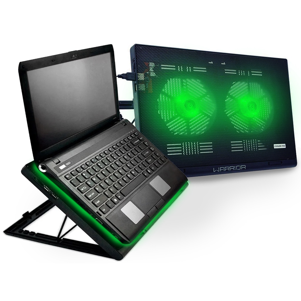 Cooler Para Notebook Warrior Power Gamer Led Verde AC267 Superfície ...