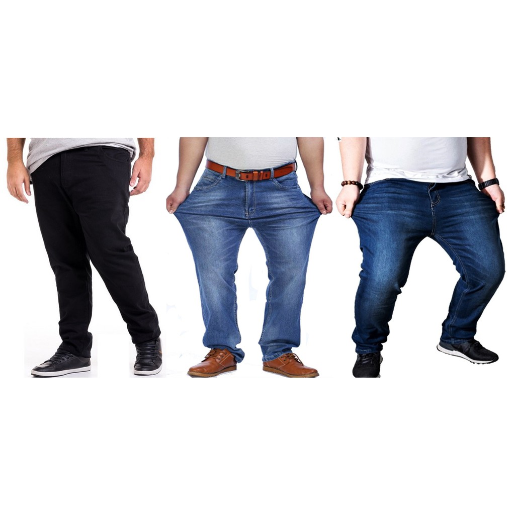 Calça Jeans Sarja Com Lycra Masculina Plus Size Kit 2 Peças