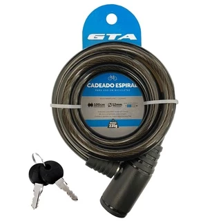 Cadeado Gta Cabo Aço 1mt X 12mm P/ Bike Moto 2 Chaves