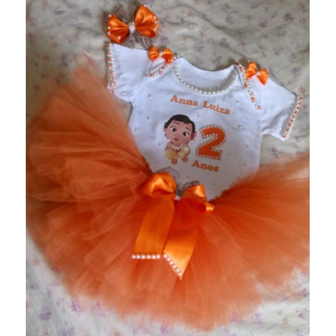 Conjunto Tutu da Moana - Roupa de Festa Personalizada Baby