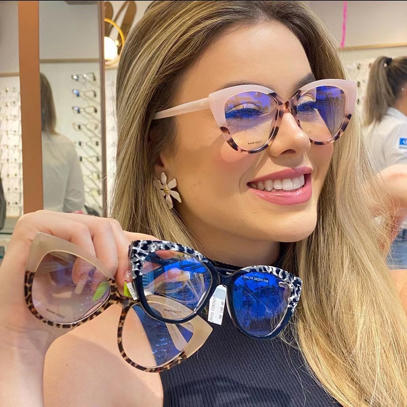 Óculos Femininos Anti-Luz Azul Olho De Gato Para Mulheres Transparentes Claro
