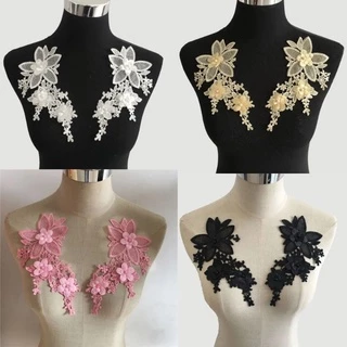 Aplique de Roupa Bordado Renda Gola Arranjo Ramo Flor