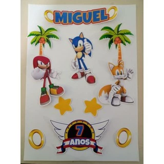 Topper Personalizado para Bolo Sonic