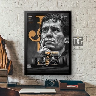 Quadro decorativo Ayrton Senna, Fórmula 1, Lotus, F1, tamanho A3 com moldura