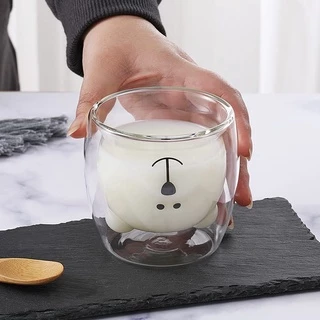 Caneca e copo transparente de urso fofo kwaii coreana dupla camada 280 ml