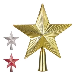 Ponteira Colorida Estrela Para Árvore De Natal Enfeite 15cm