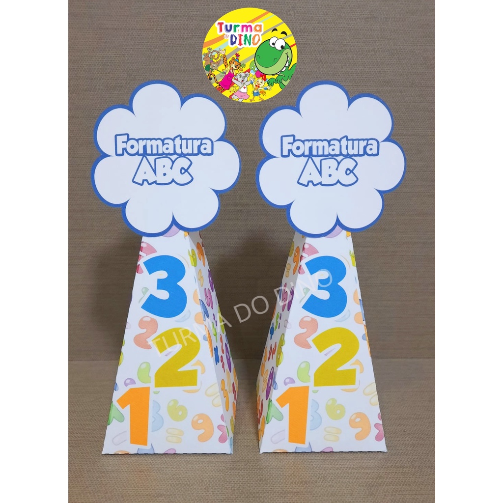 Kit 10 Caixas Cone Triângulo Personalizada Formatura ABC | Shopee Brasil