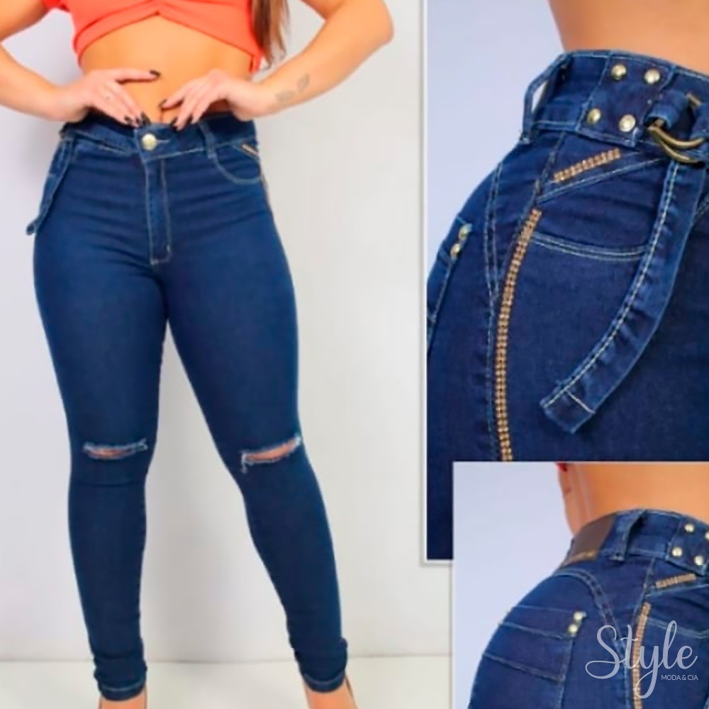 Calça jeans shops feminina com pedrarias