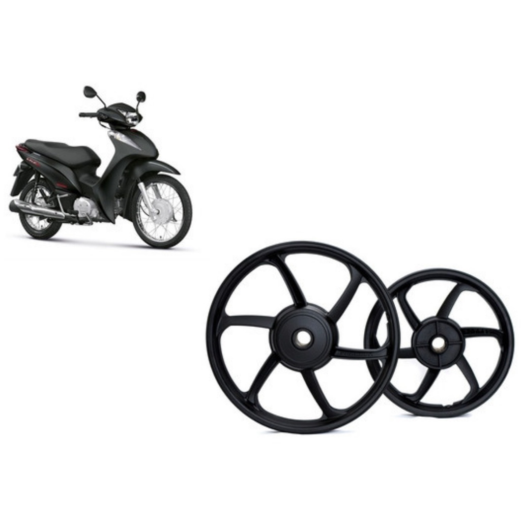 Jogo Roda Liga Leve Moto Biz 125 Biz 110 Rodão Esportiva 5 Pontas Pé  Galinha Preta Par Scud - Roda de Moto - Magazine Luiza