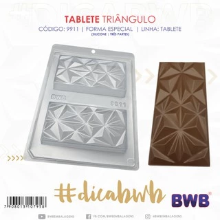 Forma BWB Com Silicone (3 partes) Para Chocolate Cód. 9911 - Tablete Triângulo 250g. Barra Recheada Gourmet