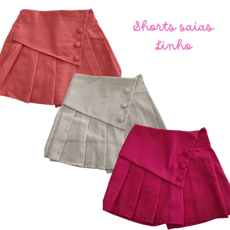 Short saia de store criança