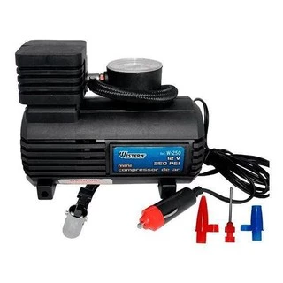 Mini Compressor Ar Western 12v 250psi Calibrador + 3 Bicos