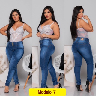 Calça jeans feminina skinny cós alto levanta bumbum c/ lycra - R