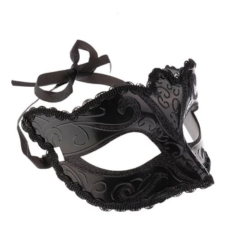 Máscara Feminina Preta Veneziana Luxo Baile Carnaval Mod12