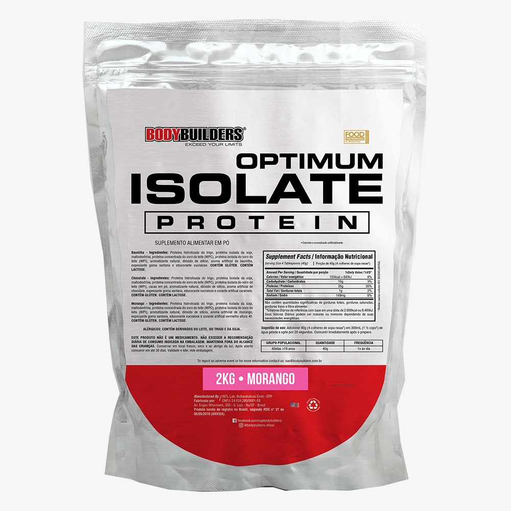 Whey Protein Optimum Isolate Protein Refil 2kg - Bodybuilders Suplemento para academia e musculação