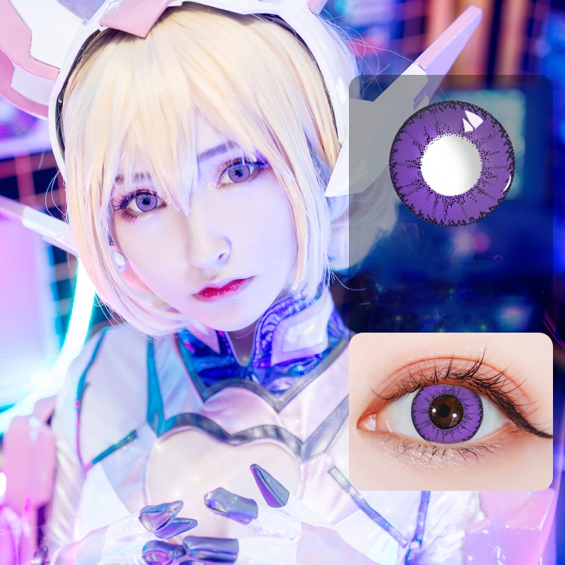 1 Par D1 Lentes de contato de cor roxa escura Grau -0,00 a -8,00