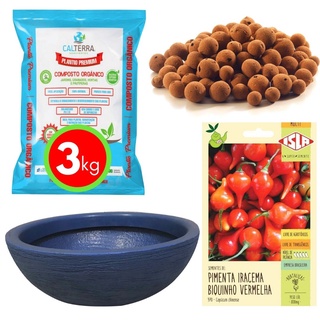 Kit Horta Plantio Fácil de Biquinho Vermelha e Bacia Azul