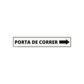 Placa de Sinalização Porta De Correr Seta Direita 25x5