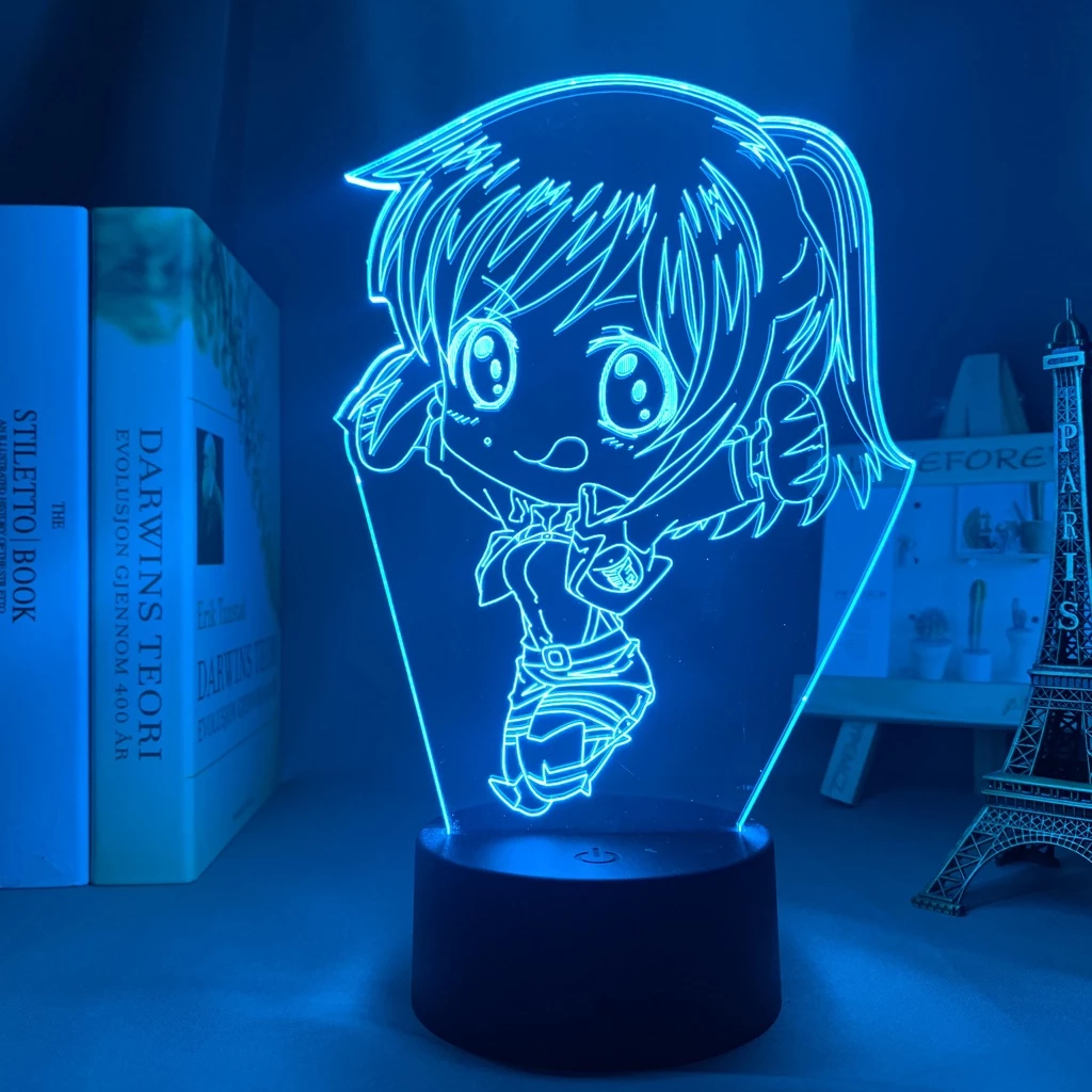 Attack on Titan 3d Lâmpada Sasha Braus Chibi Luz Para Decoração Do Quarto Dos Miúdos Presente LED Night Light