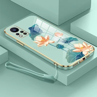 Caixa infinix Quente 11s nfc hot 11s Capa De Celular silikon Macia retro Lótus kasus ponsel mengirim Cordão
