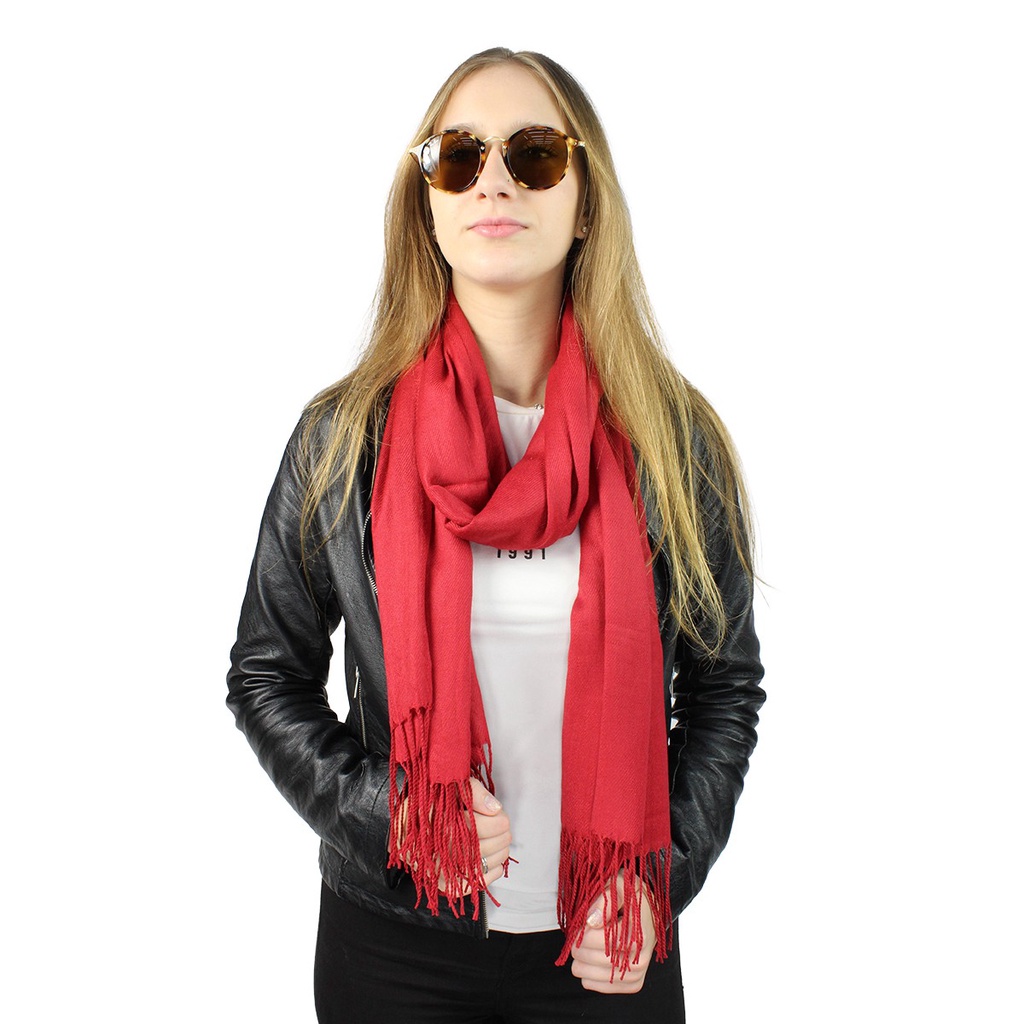 Cachecol Vermelho Lenço Pashmina Xale Com Brinde