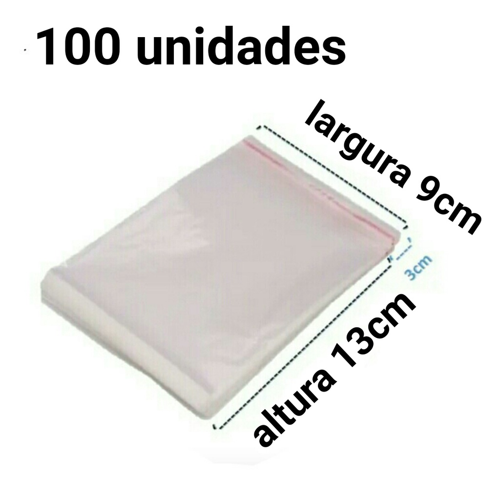 saquinho 9X13 colante transparente p/ joias e presentes 100 peças