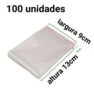 saquinho 9X13 colante transparente p/ joias e presentes 100 peças