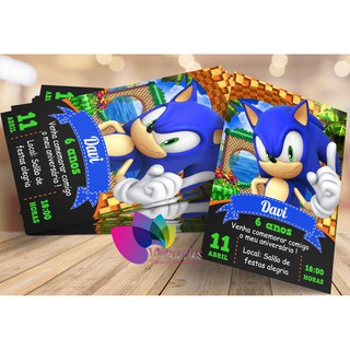 Convite Sonic em 2023  Convite de aniversário, Aniversario