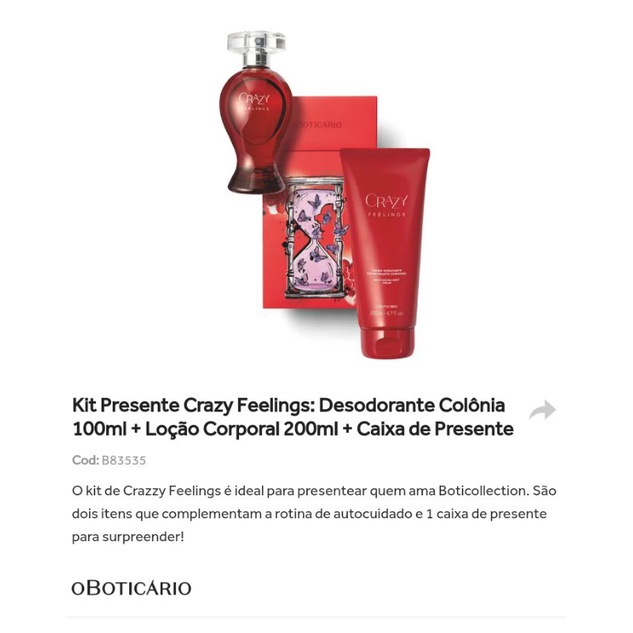 O Boticário Crazy FEELINGS Desodorante Colônia 100 ml