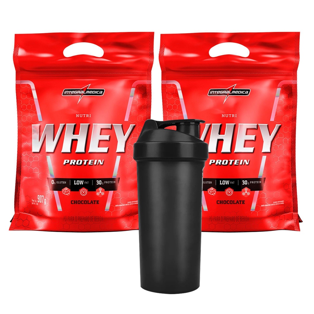 Combo/Kit 2x Nutri Whey Protein (907g) + coqueteleira Hipercalórico – Integralmédica – PRODUTO ORIGINAL