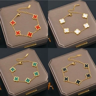 (50 Estilos) Trevo Dourado Quatro Folhas Mãe-De-Lei Bracelete Estilo Americano Europeu Moda Simples Luz