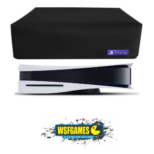Capa Para Ps5 Com Leitor Skin Preto Anti Poeira Impermeável