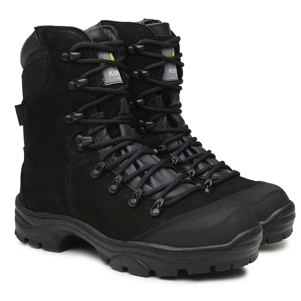 Bota Coturno 100% Couro Nobuk Tática Militar Exercito Bombeiro Preto Duravél Confortavel Macio Antiderrapante