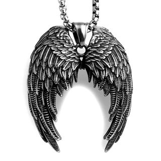 Colar De Acessórios Masculinos Dominadores De Aço Inoxidável Vintage Asas De Anjo Com Pingente