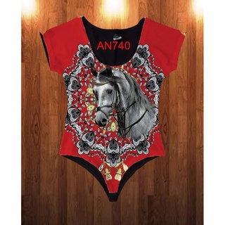 Body Manga Curta Estampa Vermelha Cavalo Branco Etnico Simbolos AN740