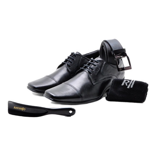 Kit Em Sapato Social Masculino Rafarillo Em Couro Preto 34001