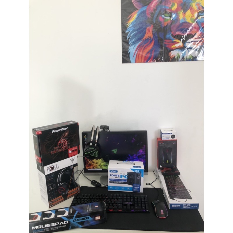 BGA SOLUCOES - COMPUTADOR GAMER BGA FULL, INTEL I3-8100, RADEON RX 550 4GB,  8GB DDR4, SSD 240GB + CADEIRA GAMER + MONITOR 21 + KIT PERIFÉRICOS