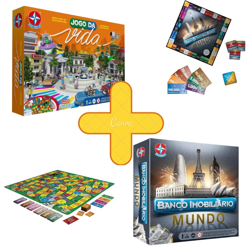 Jogo Da Vida Com Aplicativo Nova Edição + Banco Imobiliário Mundo Combo  Jogos De Tabuleiro Estrela