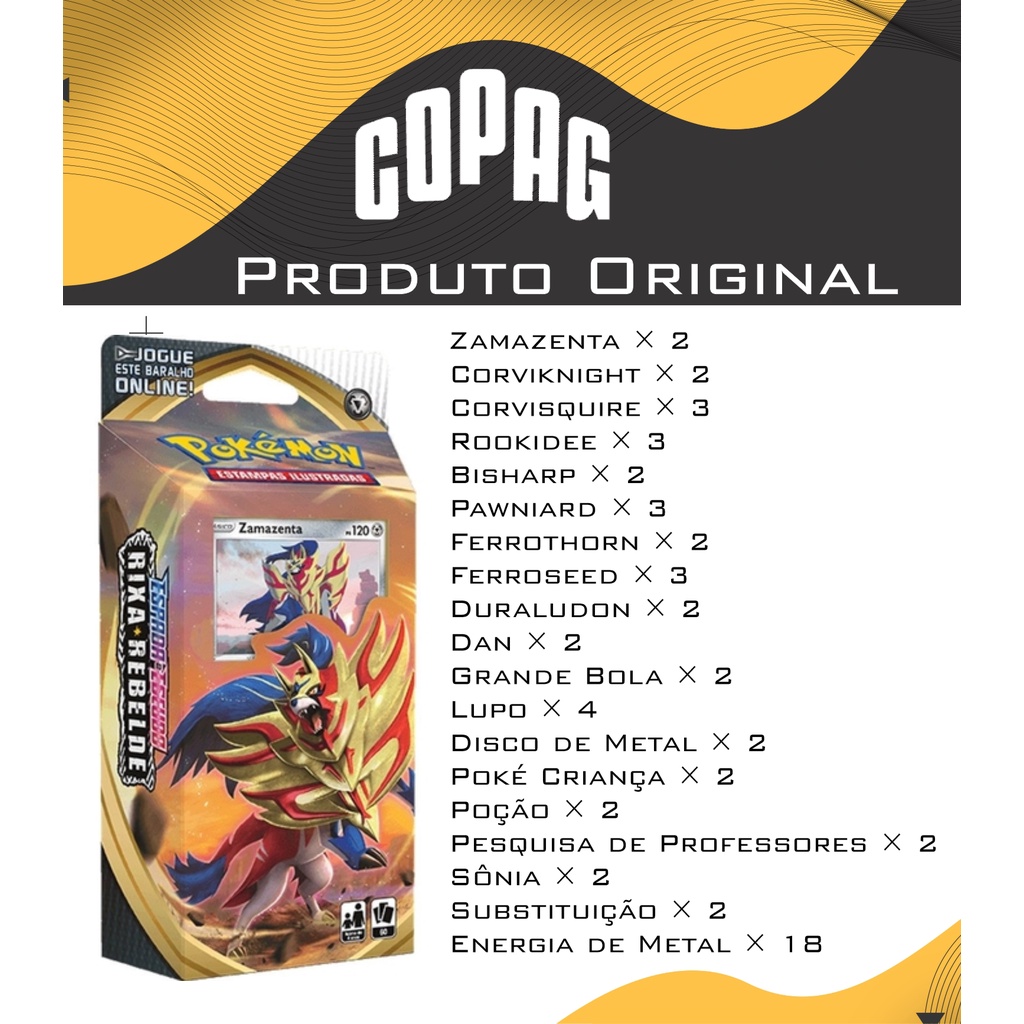 Pokemon 2 Deck Rixa Rebelde Zacian + Zamazenta Copag Cartas em