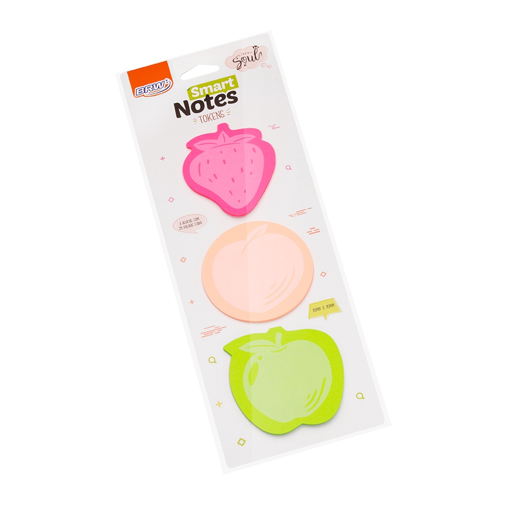Bloco Smart Notes Tokens 70x70mm Frutas Com 25 Folhas Cada Bloco Linha ...