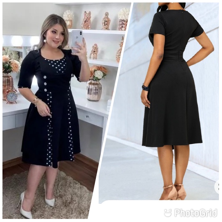 VESTIDOS EVANGÉLICOS SOCIAL PLUS SIZE BOLINHAS PÓÁ RODADO GODÊ PRETO ...