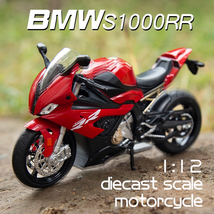 preto)1:12 BMW S1000rr Racing Motos Simulação Modelo de