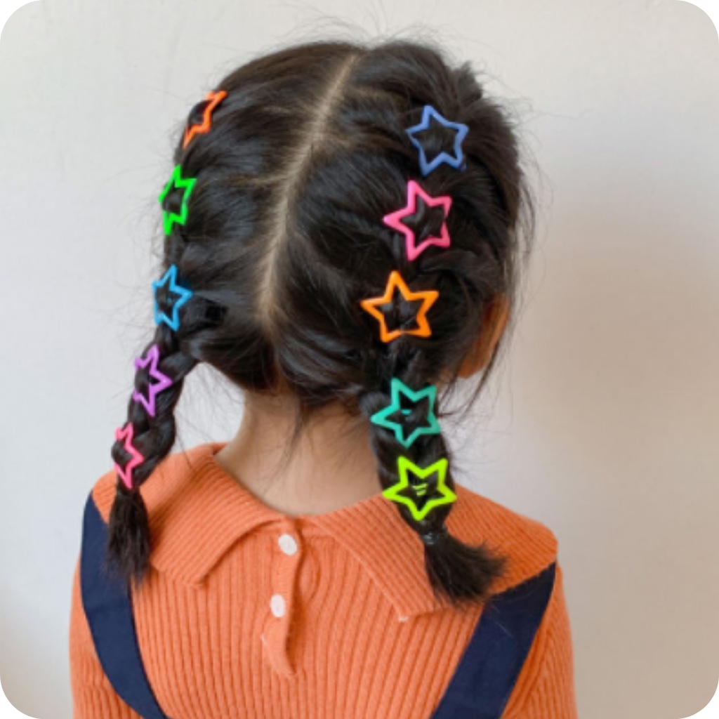5 Tic Tac Estrela Colorida Presilha cabelo meninas estrela de cabelo ...