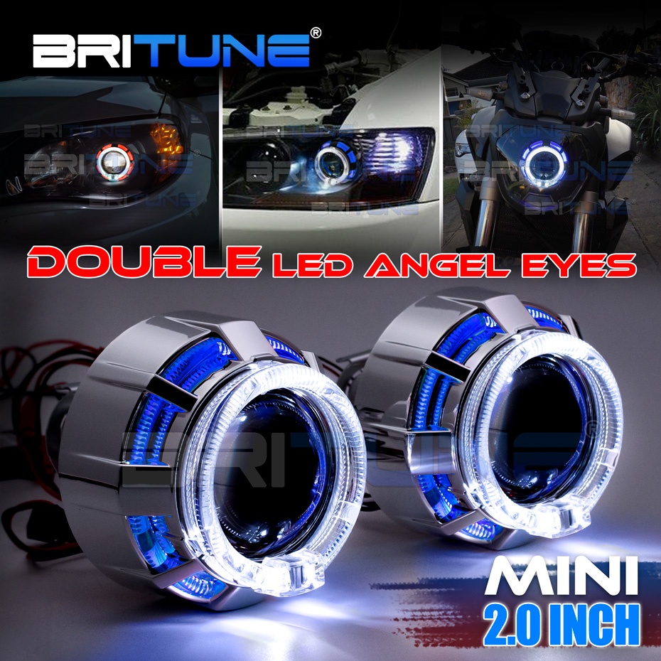 Mini Projetor De Lentes De 2,0 Polegadas Bi-xenon Para Faróis Duplo LED Angel Eyes DRL Halo H1 H4 H7 Tuning Car Carro Farol De Motocicleta Retrofit