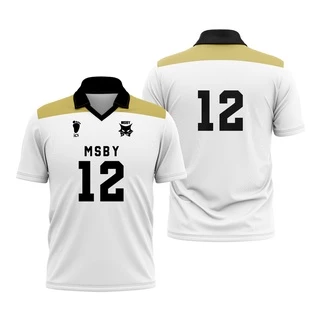 Camiseta Gola Polo Uniforme MSBY Black Jackals Número Personalizável Anime Haikyuu