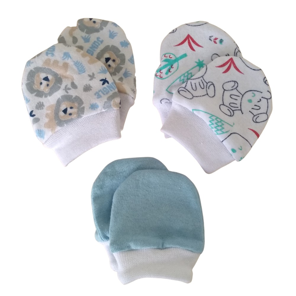 Luva Recém Nascido Kit Luvinhas de Malha com 3 pares Estampadas ...