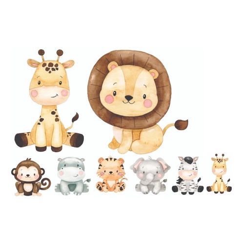 Kit Cortadores Pasta Americana Biscuit Safari Baby 7 Animais Modulado