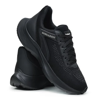 Tênis Esportivo 595 Preto Com Preto Masculino Com Cadarço Caminhada Confortável Leve Academia Lançamento