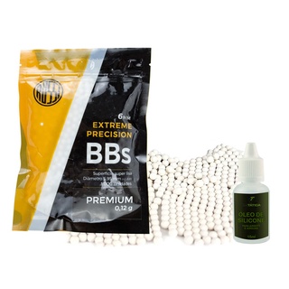 Kit BBs Bolinhas Esferas 0.12g 6mm 1000un Rossi e Óleo de Silicone 15ml