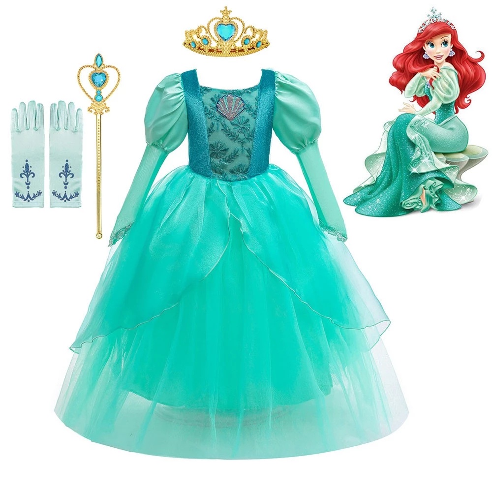 LMAA Vestido De Verão Pequena Sereia Menina Ariel Princesa Festa De  Aniversário Infantil De Carnaval Roupas GZDM